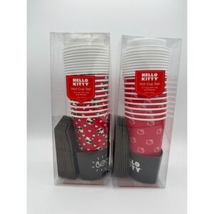 Hello Kitty Hot Cup Set 10 Cups with Lids and Sleeves Sanrio Red Kawaii
